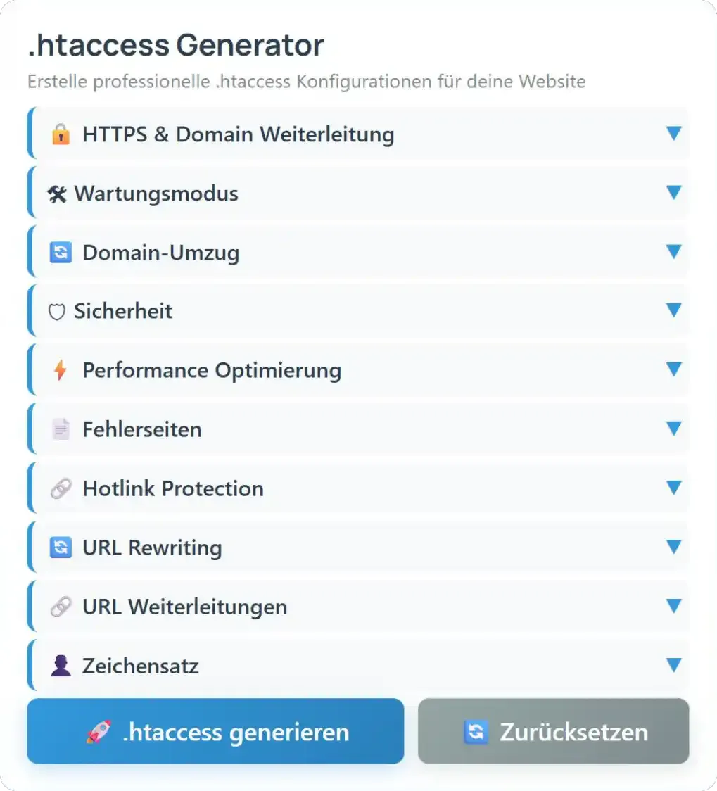 .htaccess Generator - DBM Webdesign & Online-Marketing